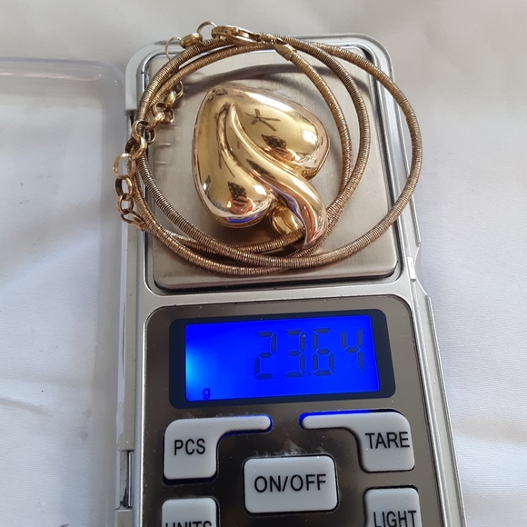 14K Gold over Sterling silver Heart Pendant And Necklace 18" inches - Picture 4 of 9